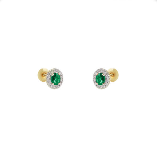 Dormilona en oro 14k con diamantes y esmeralda