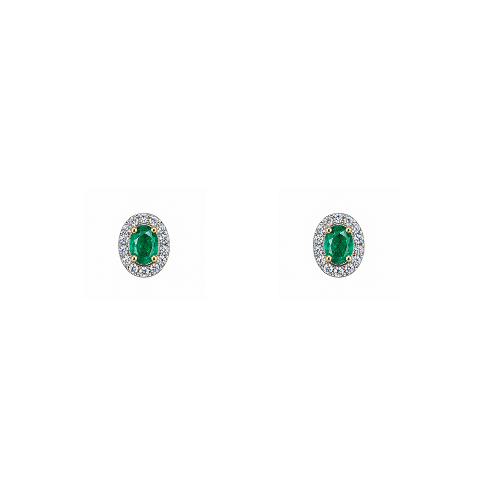 Dormilona en Oro 14k con Esmeralda y Diamantes