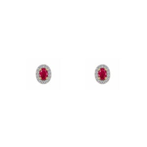 Dormilona en Oro 14k con Rubí Ovalado y Diamantes