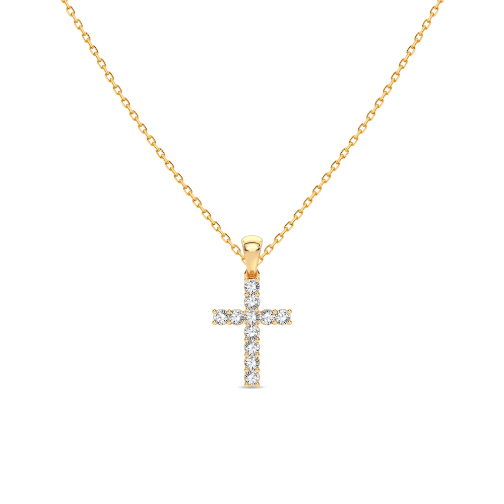 Cadena con dije Cruz Oro 14k Diamantes