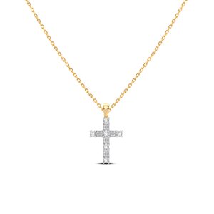 Cadena con dije Cruz Oro 14k Diamantes