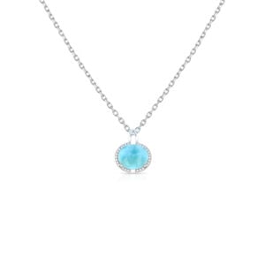Cadena con dije Ovalado Plata 925 con Larimar