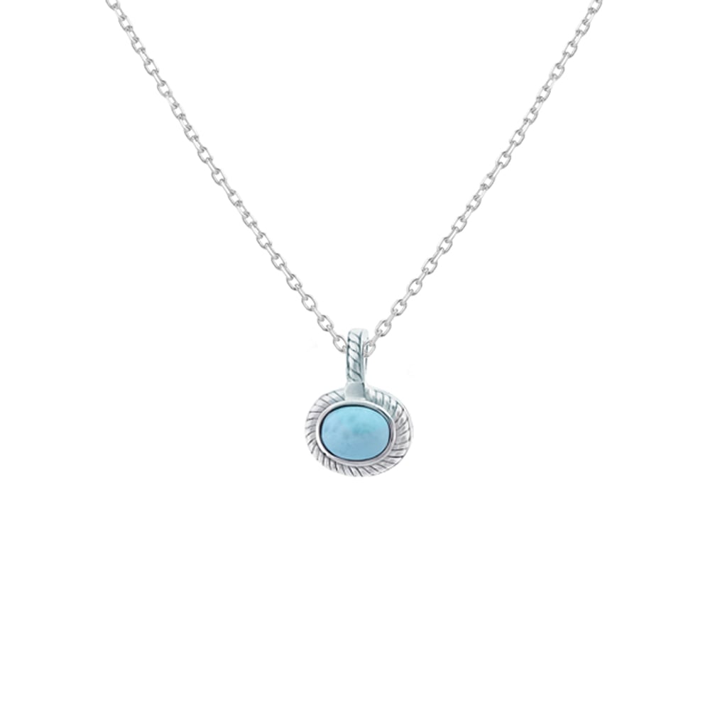Cadena con dije Ovalado Plata 925 con Larimar