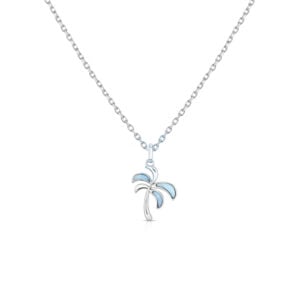 Cadena con dije Palmera Plata 925 y Larimar