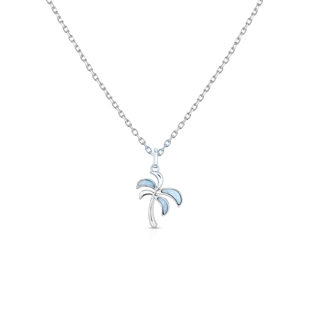 Cadena con dije Palmera Plata 925 y Larimar