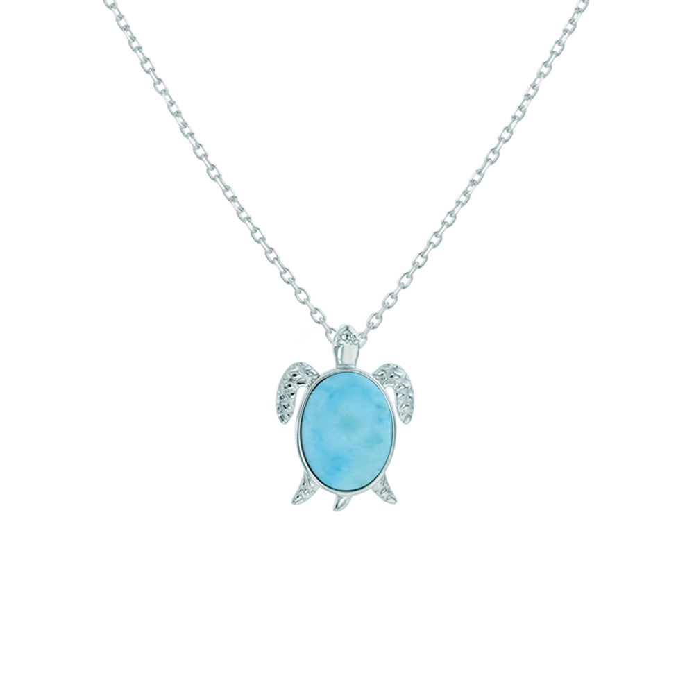 Cadena con dije Tortuga Plata 925 y Larimar
