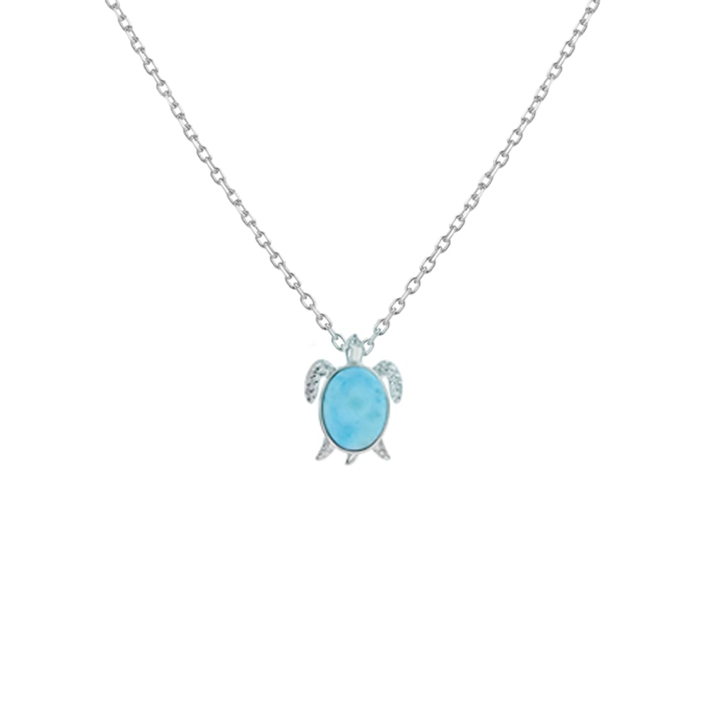 Cadena con dije Tortuga Plata 925 y Larimar