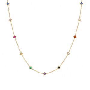 Gargantilla en Oro amarillo 14k con zirconias multicolores