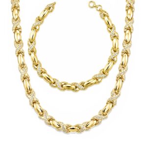 Gargantilla con Guillo Fancy en Oro amarillo 14k y Zirconias