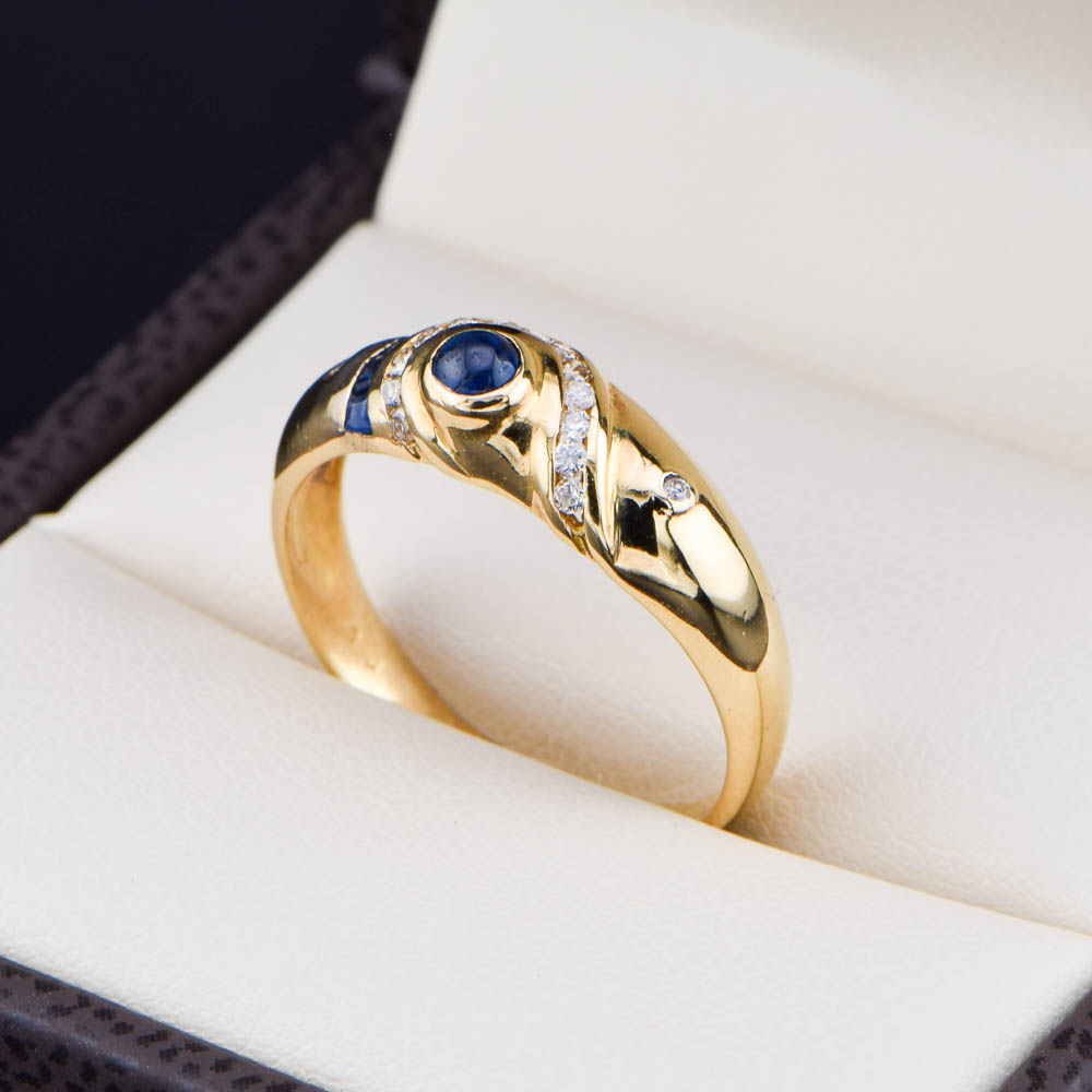 Anillo de Oro 14k Zafiro y Diamantes
