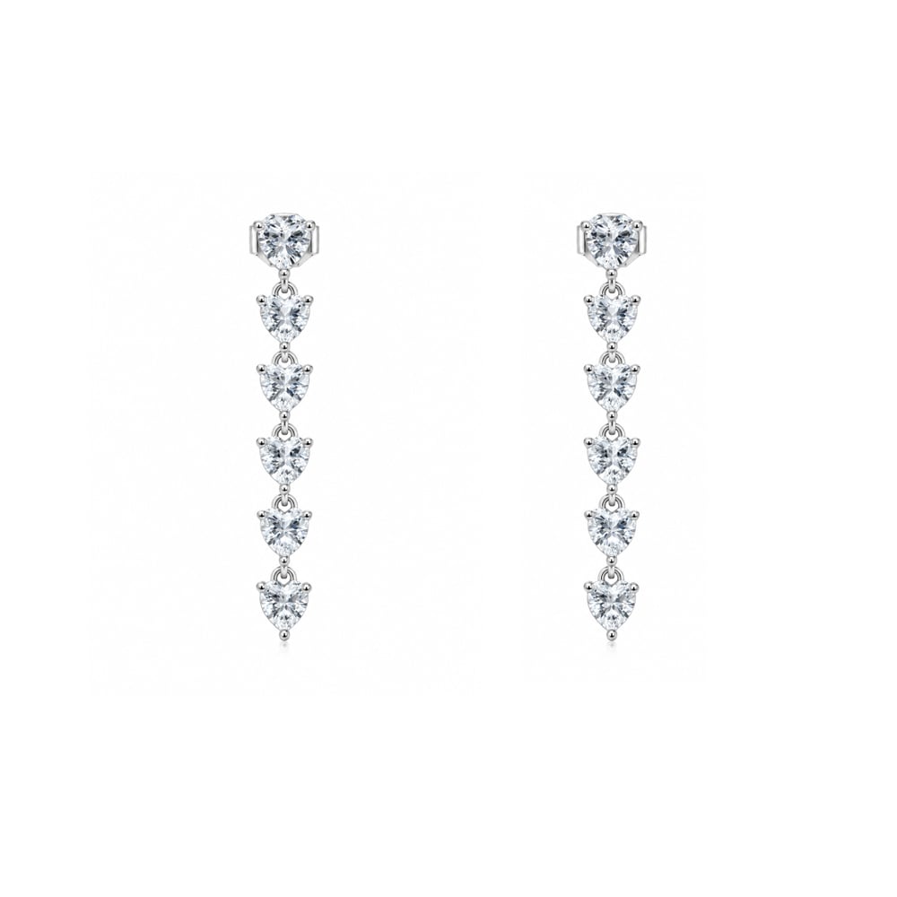 Aretes Largos de Corazón en Plata 925