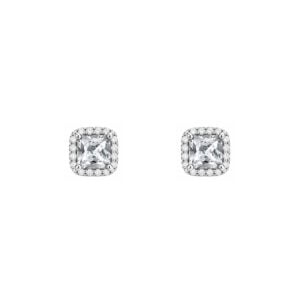 Dormilonas en plata 925 Zirconia Cuadrada Blanca