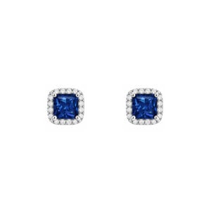Dormilonas en plata 925 Zirconia Cuadrada Azul