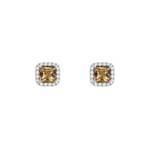 Dormilonas en plata 925 Zirconia Cuadrada Champagne