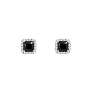 Dormilonas en plata 925 Zirconia Cuadrada Negra