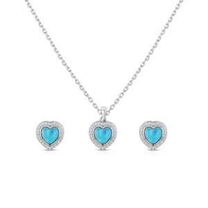 Set Corazón en plata 925 con Larimar y Zirconias