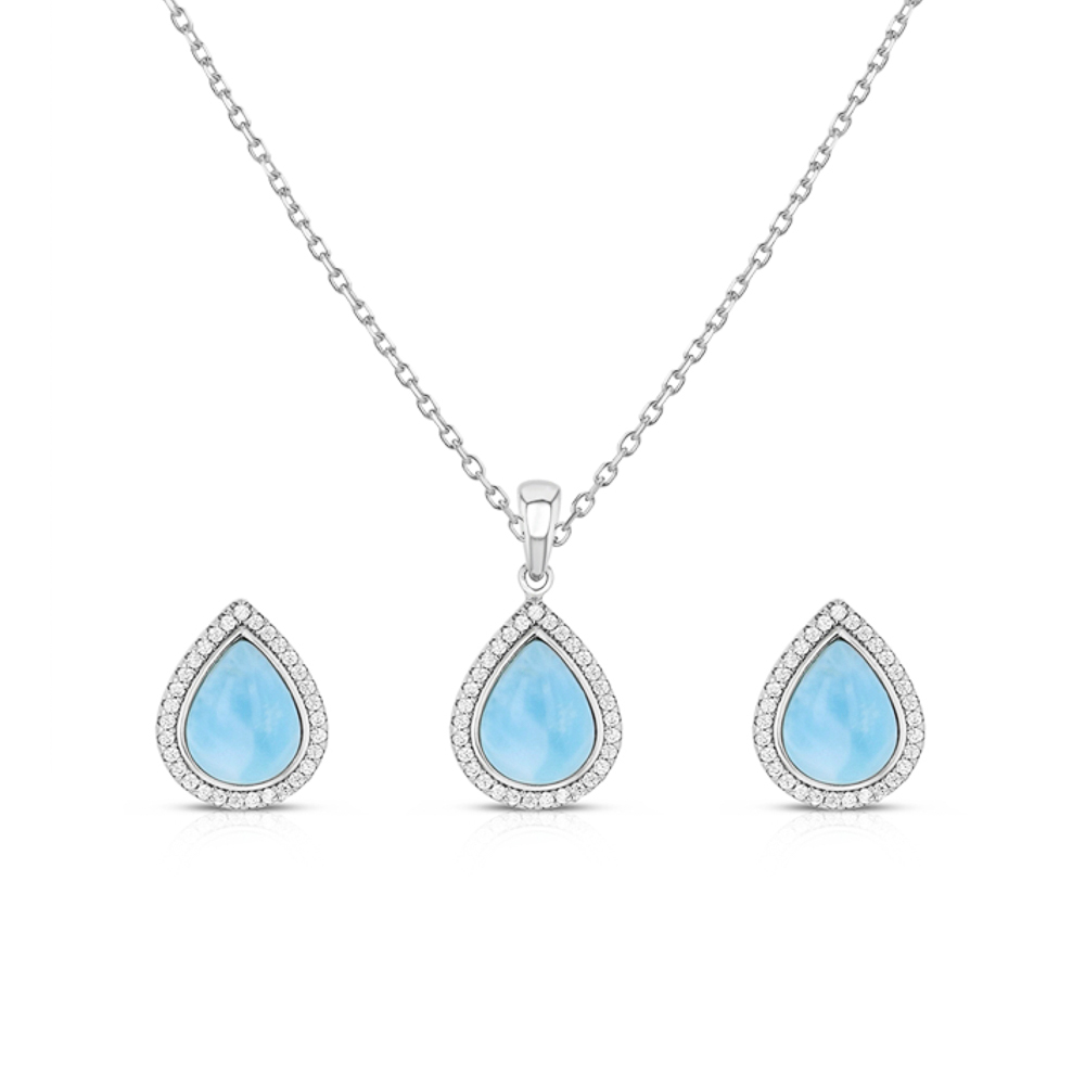 Set Pera en plata 925 con Larimar y Zirconias