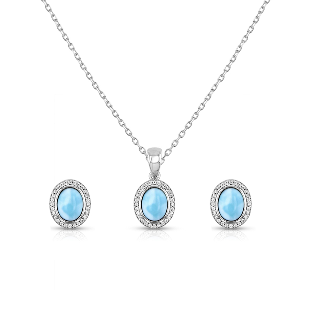 Set Ovalado en plata 925 con Larimar y Zirconias