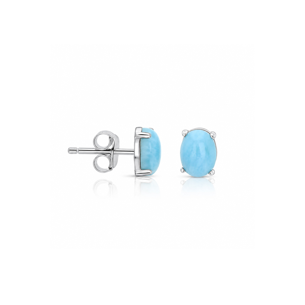 Dormilona en plata 925 con Larimar Ovalado