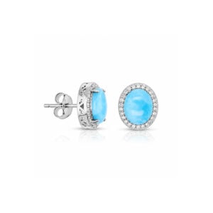 Dormilona en plata 925 con Larimar Ovalado y Zirconias